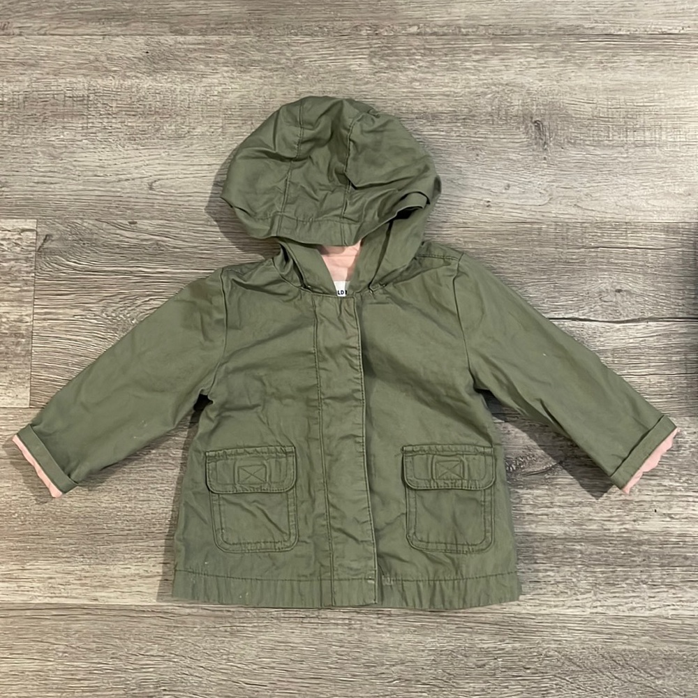 Old Navy Green Parka Jacket with Pink Lining